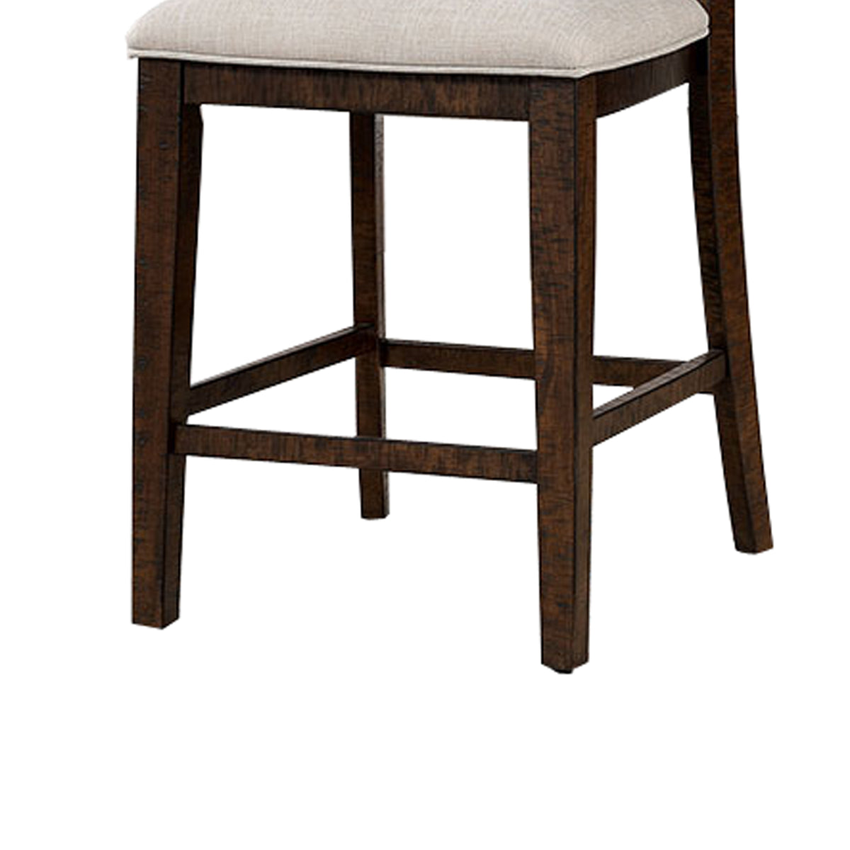 Shaw 25 Inch Counter Height Chair Slatted Back Beige Seat Brown Wood By Casagear Home BM300655