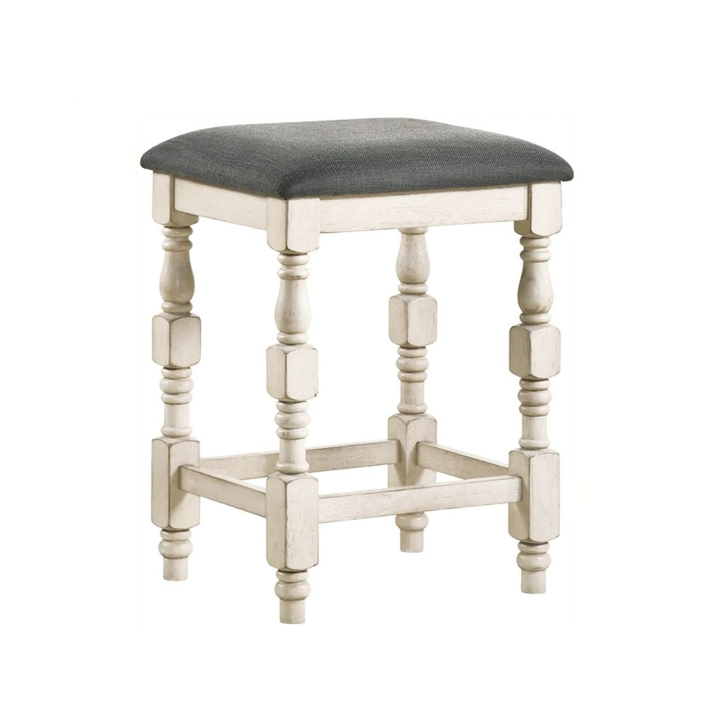 Swan 26 Inch Counter Height Stool Set of 2 Gray Padded Seat Turned Legs BM300665