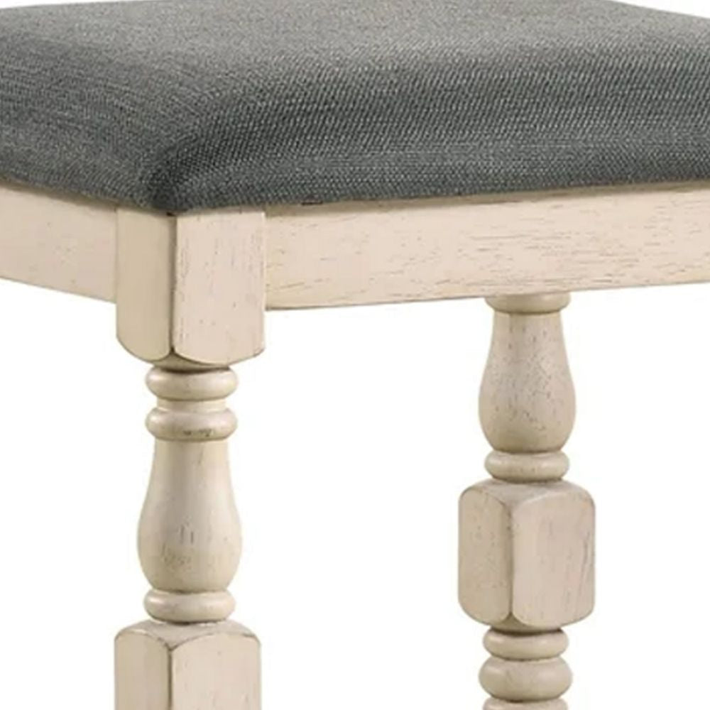 Swan 26 Inch Counter Height Stool Set of 2 Gray Padded Seat Turned Legs BM300665