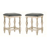 Swan 26 Inch Counter Height Stool, Set of 2, Gray Padded Seat, Turned Legs