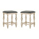 Swan 26 Inch Counter Height Stool, Set of 2, Gray Padded Seat, Turned Legs