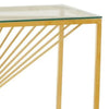 Glen 47 Inch Sofa Console Table Tempered Glass Top Twisted Slatted Design BM300679