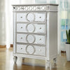 Jack 54 Inch Tall Dresser Chest, Mirror Panels, Circular Design, Silver By Casagear Home