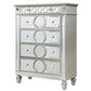 Jack 54 Inch Tall Dresser Chest, Mirror Panels, Circular Design, Silver By Casagear Home