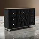 Ino 61 Inch Wide Dresser Chest, Velvet Upholstery, Art Deco Style, Black