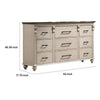 Giyu 63 Inch Modern Wide Dresser 9 Drawers Fluted Panels Antique White By Casagear Home BM300697