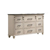 Giyu 63 Inch Modern Wide Dresser, 9 Drawers, Fluted Panels, Antique White  By Casagear Home