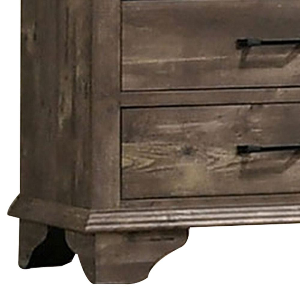 Fiza 52 Inch Tall Dresser Chest 5 Gliding Drawers Rustic Gray Solid Wood By Casagear Home BM300699