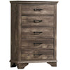 Fiza 52 Inch Tall Dresser Chest, 5 Gliding Drawers, Rustic Gray Solid Wood By Casagear Home