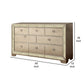 Leena 68 Inch Wide Dresser Mirror Trim 8 Gliding Drawers Champagne Gold By Casagear Home BM300704