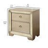 Leena 30" Nightstand, Mirror Trim, 2 Drawers, Champagne Gold By Casagear Home