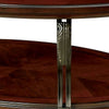 Keri 48" Oval Coffee Table, Glass Top, Scrolled Metal Legs, Brown By Casagear Home