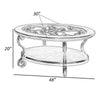 Keri 48" Oval Coffee Table, Glass Top, Scrolled Metal Legs, Brown By Casagear Home