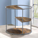 Lenn 24 Inch 3 Tier Round Brown Side End Table, Half Shelf, Gray Frame