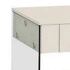 Stub 23 Inch Side End Table Glossy White Wood Glass Side Panels 1 Drawer BM300719