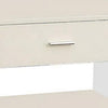 Stub 23 Inch Side End Table Glossy White Wood Glass Side Panels 1 Drawer BM300719