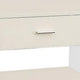 Stub 23 Inch Side End Table Glossy White Wood Glass Side Panels 1 Drawer BM300719
