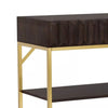 Bran 48" Sofa Console Table, Gold Steel Base, Brown Wood By Casagear Home