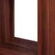 Liam 47 Inch Sofa Console Table Brown Wood Pedestal Base Black Glass Top