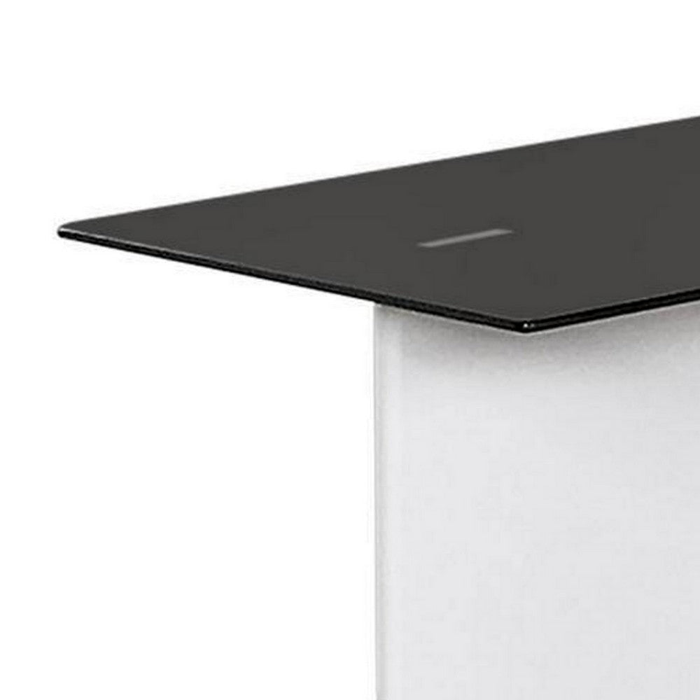 Liam 22 Inch Square Side End Table White Wood Pedestal Base Glass Top BM300741