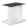 Liam 22 Inch Square Side End Table, White Wood, Pedestal Base, Glass Top