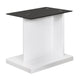Liam 22 Inch Square Side End Table, White Wood, Pedestal Base, Glass Top
