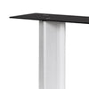 Liam 47 Inch Sofa Console Table White Wood Pedestal Base Black Glass Top