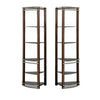 Lein 65 Inch Pier Shelf, Brown, Silver Metal Frame, Glass Shelves, Set of 2