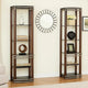 Lein 65 Inch Pier Shelf, Brown, Silver Metal Frame, Glass Shelves, Set of 2