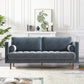 Yuko 88 Inch Loveseat with 2 Rolled Pillows Soft Blue Velvet Upholstery By Casagear Home BM300763