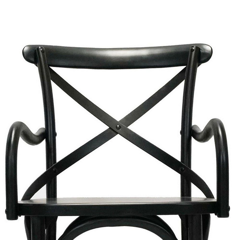 Rhy 18’’ Dining Armchairs Set of 2 Crossed Backrests Black By Casagear Home BM300774