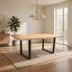 71 Inch Live Edge Dining Table, U Design Black Metal Legs, Natural Brown By Casagear Home
