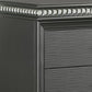 Bita 54 Inch Tall 5 Drawer Dresser Chest Faux Diamond Trim Gray Wood By Casagear Home BM300831