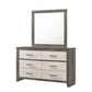 Yaz 58" 6 Drawer Dresser, Bar Handles, White and Gray By Casagear Home