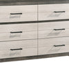 Yaz 58" 6 Drawer Dresser, Bar Handles, White and Gray By Casagear Home