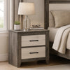 Yaz 25" 2 Drawer Nightstand, Bar Handles, White and Gray By Casagear Home