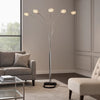 Arya 94" 5 Light Arc Floor Lamp, Crystal Accents, Chrome By Casagear Home