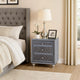 Yin 30" 3 Drawer Nightstand, Crystal Knobs, Gray Velvet By Casagear Home