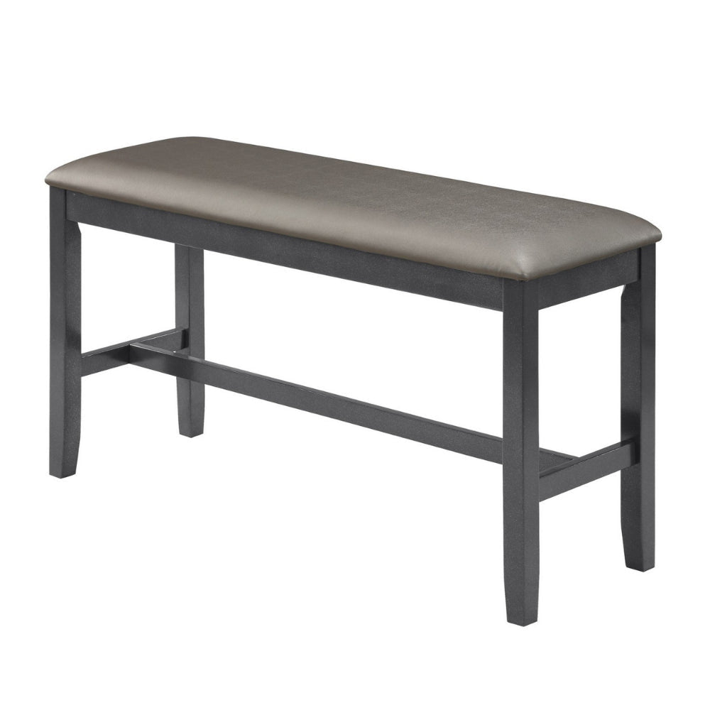 48’ Dining Bench Padded Seating Gray Upholstery Black By Casagear Home BM300873