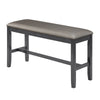 48" Dining Bench, Padded Seating, Gray Upholstery, Black By Casagear Home