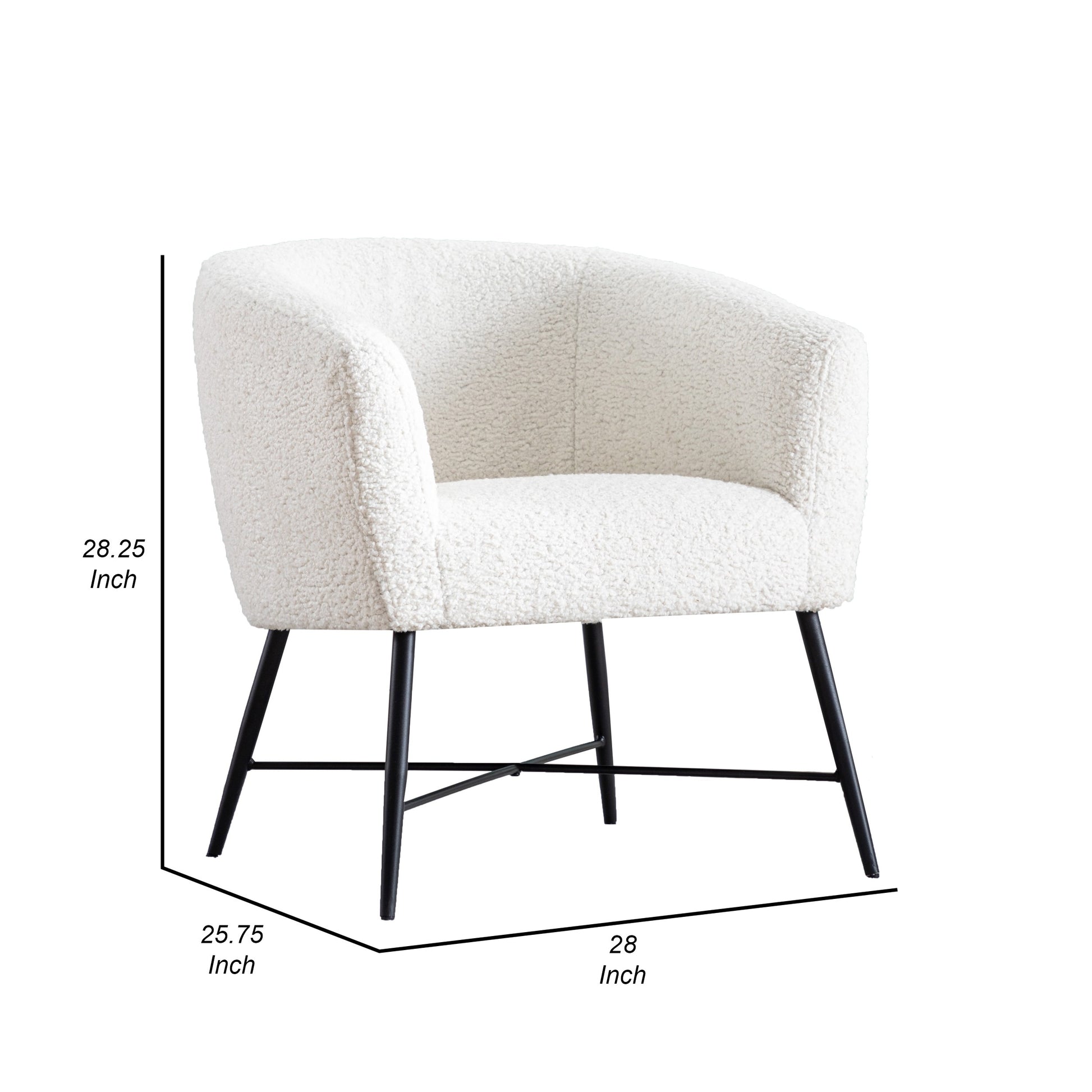 Ino 28’’ Accent Chair Curved Backrest Shelter Arms White By Casagear Home BM300893