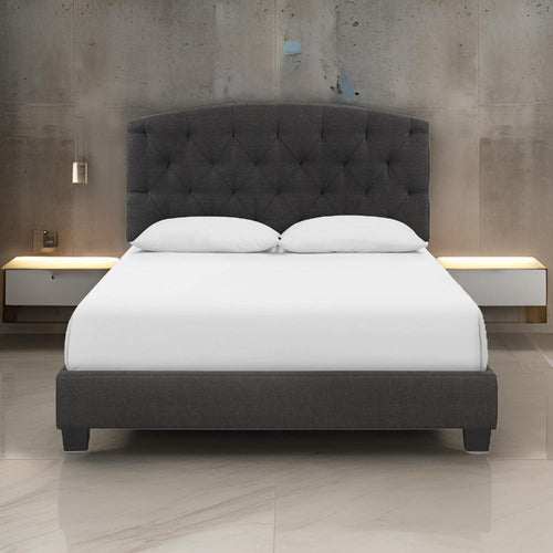 Dane Full Bed, Upholstered, Curved Headboard, Dark Gray By Casagear Home