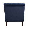 Parry 34 Inch Tufted Accent Chair Blue Velvet Fabric Brown Turned Legs By Casagear Home BM300941