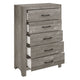 48 Inch Tall Dresser Chest Gray Wood Black Nickel Bar Handles 5 Drawers BM300957