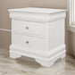 Teich 24 Inch Wood Nightstand 2 Drawers Textured Panels Crisp White By Casagear Home BM300959