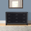 Oro 64 Inch Dresser 9 Drawers Silver Trim Chrome Bar Handles Black By Casagear Home BM300970