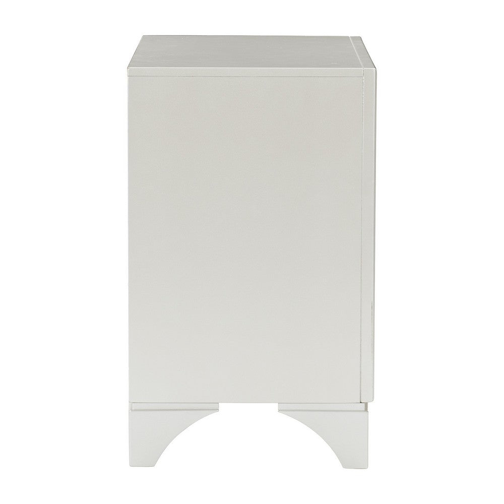 Oro 30’’ Nightstand 2 Drawers Chrome Silver Trim White By Casagear Home BM300972