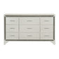 Oro 64 Inch Dresser 9 Drawers Silver Trim Chrome Bar Handles White By Casagear Home BM300973