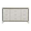 Oro 64 Inch Dresser 9 Drawers Silver Trim Chrome Bar Handles White By Casagear Home BM300973