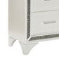 Oro 64 Inch Dresser 9 Drawers Silver Trim Chrome Bar Handles White By Casagear Home BM300973